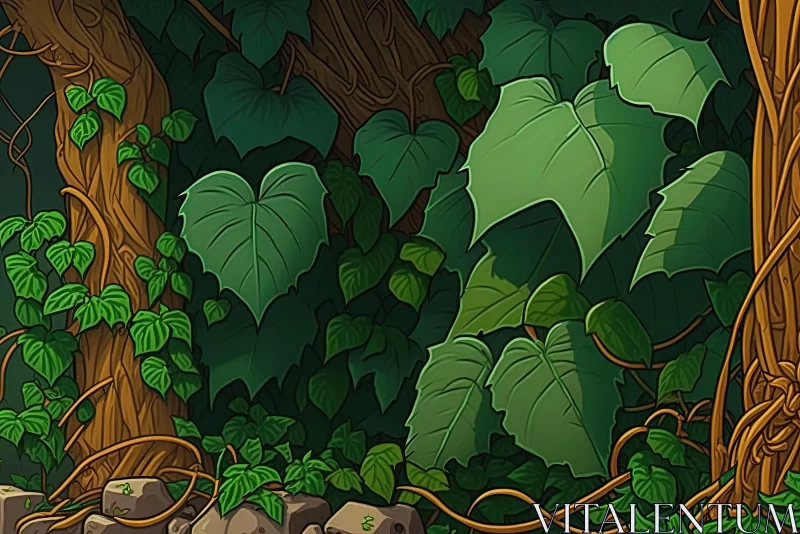 Whimsical Forest Scene with Cartoonish Elements | Junglepunk Art AI Image