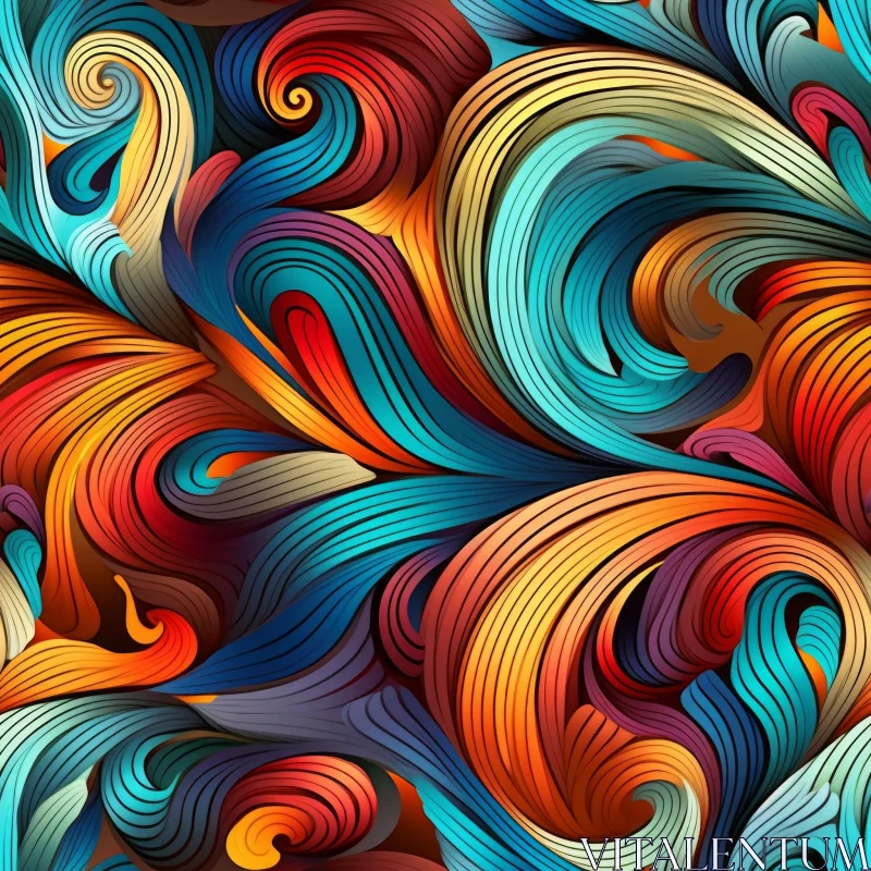 Colorful Abstract Waves Pattern AI Image