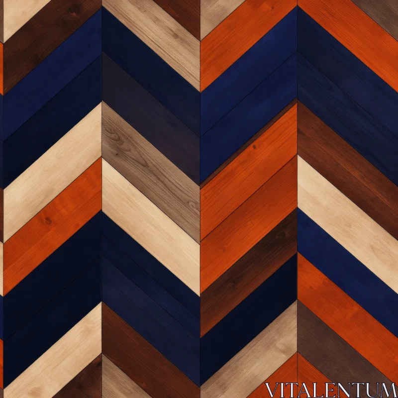 Colorful Zigzag Wooden Parquet Floor AI Image