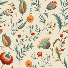 Vintage Floral Pattern on Beige Background