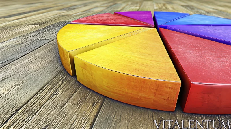 Wooden Pie Chart - Colorful 3D Rendering | Abstract Art AI Image