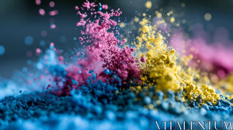 Colorful Powder Explosion on Dark Blue Background AI Image