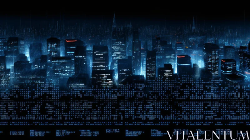 Dark Futuristic Cityscape with Rain - Detailed Realistic Scene AI Image