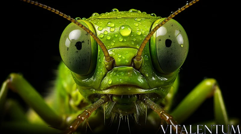 Detailed Green Grasshopper Close-Up AI Image