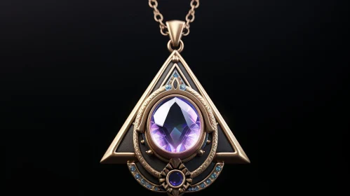 Exquisite Gold Pendant with Purple Gemstone