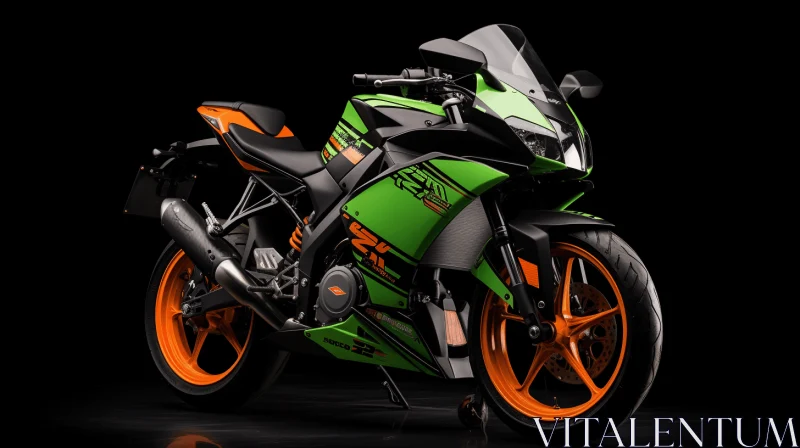 AI ART Green and Orange Bike Wallpaper | Lively Action Poses
