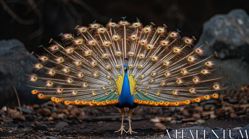 Majestic Peacock Feathers in Nature AI Image