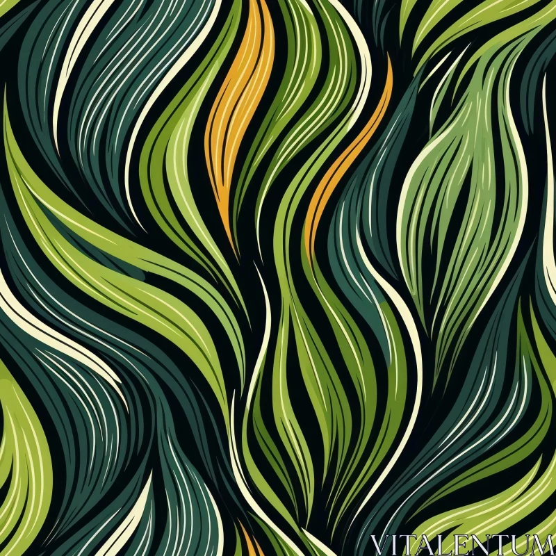 AI ART Abstract Green Yellow White Waves Pattern
