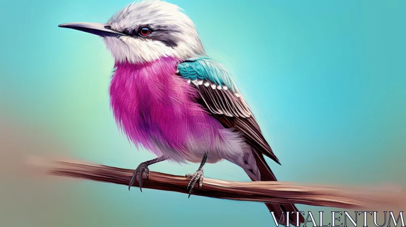 Beautiful Watercolor Painting of Lilac-Breasted Roller Bird AI Image
