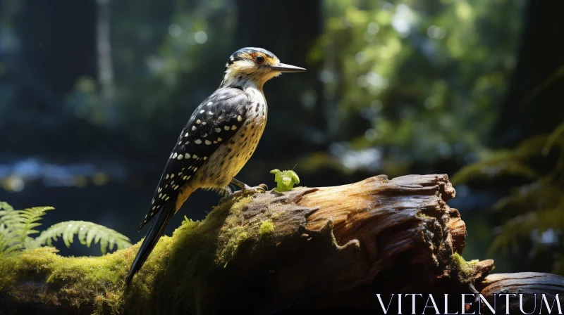 AI ART Bird Perched on Branch in Forest - Wildlife Photography
