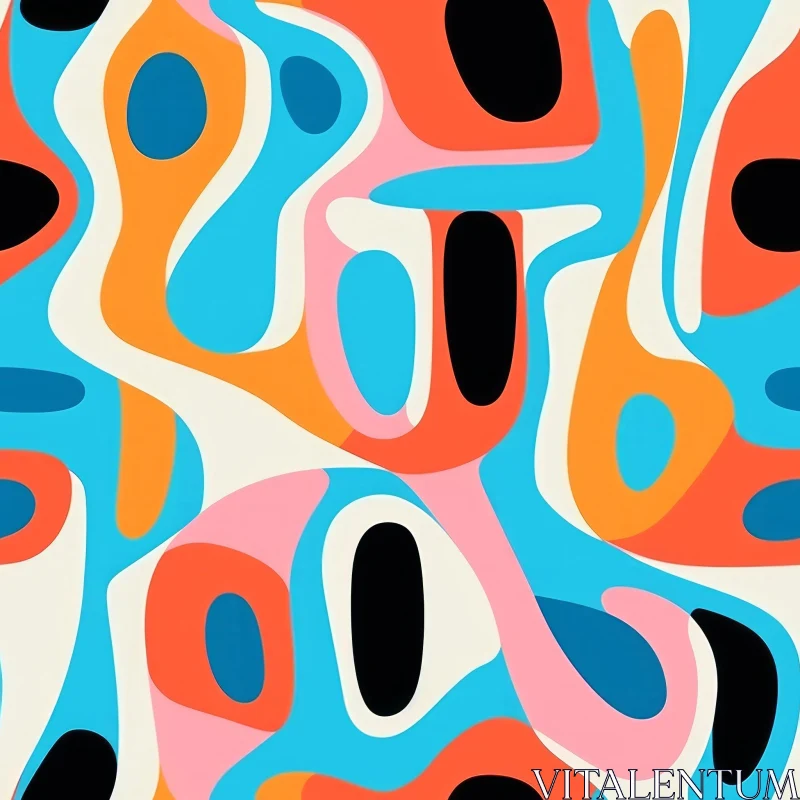 Cheerful Retro Organic Shapes Pattern AI Image