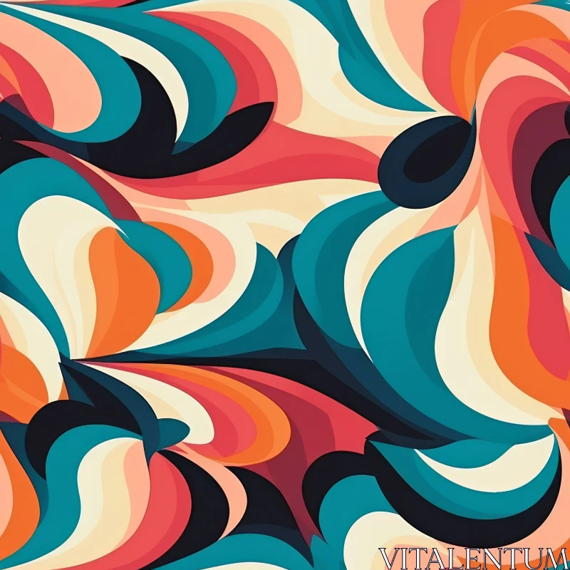 Colorful Waves Seamless Pattern - Retro Psychedelic Art AI Image