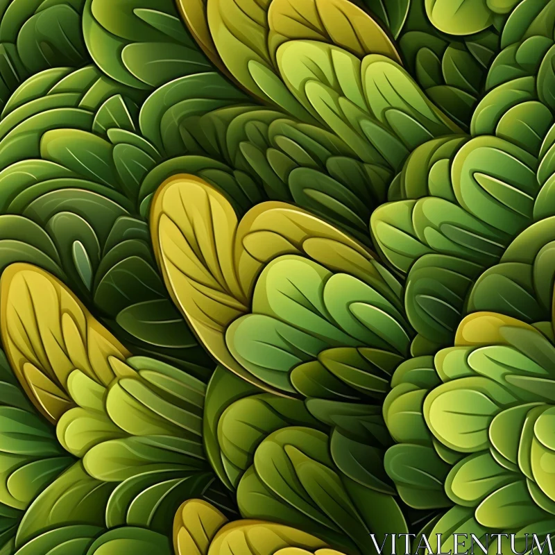 AI ART Green Leaves Seamless Pattern Background