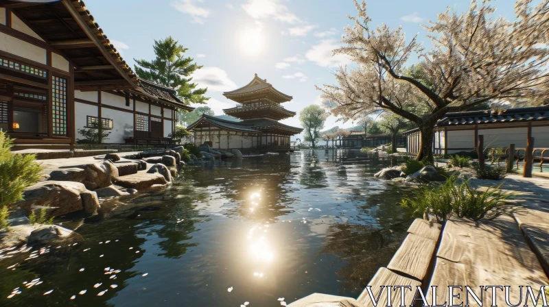 Serene Landscape of a Traditional Japanese Garden AI Image