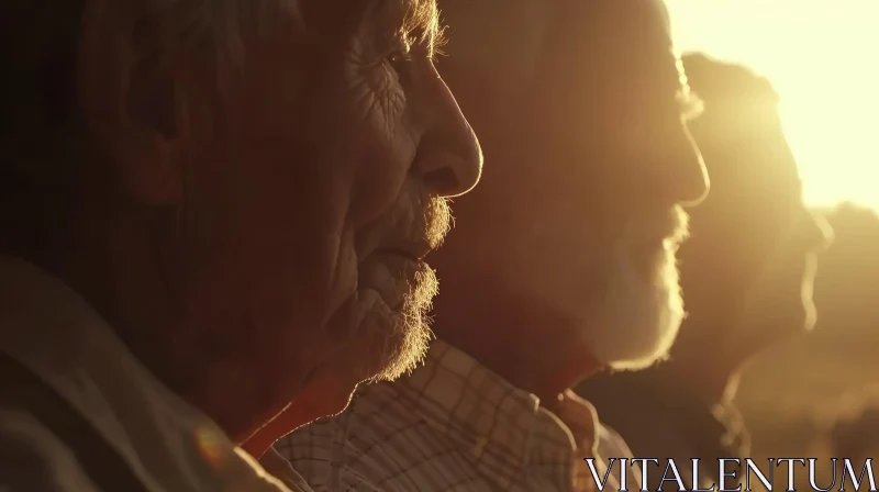 The Wise and Weathered: An Elderly Man Bathed in Sunset Glow AI Image