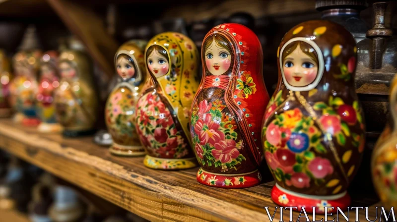 Traditional Russian Nesting Dolls: A Colorful Display of Craftsmanship AI Image