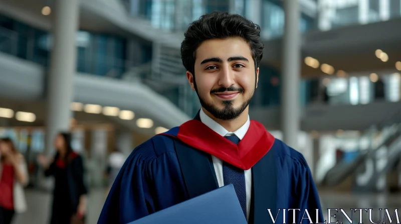 Young Male Graduate with Blue Folder | University Graduation AI Image