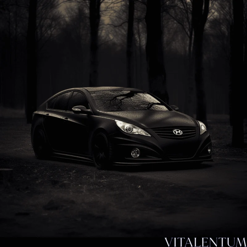 Black Hyundai Sonata in Enchanting Woods: A Captivating Dark Fantasy AI Image