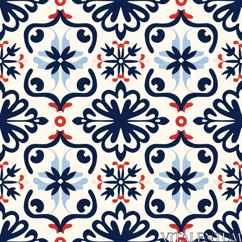 Blue and White Portuguese Tile Pattern | Traditional Design AI Image