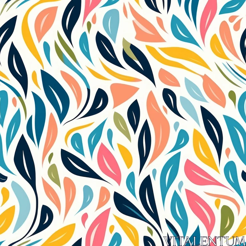 AI ART Colorful Abstract Leaves Seamless Vector Pattern