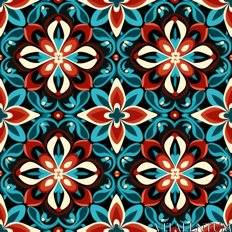 Colorful Floral Tiles Pattern - Seamless Design AI Image