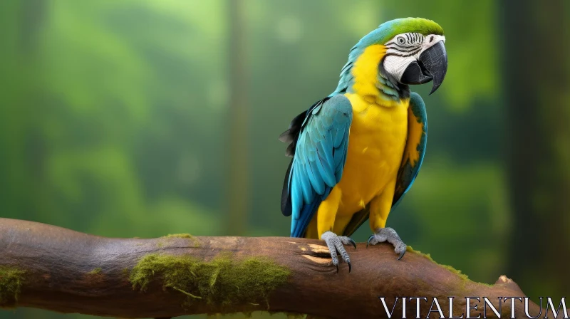 AI ART Colorful Macaw Parrot Perched on Branch
