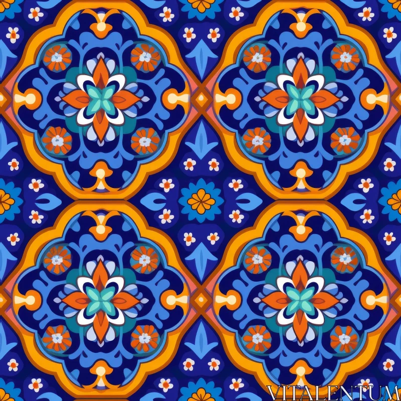 Colorful Moroccan Tiles Pattern | Geometric & Floral Motifs AI Image