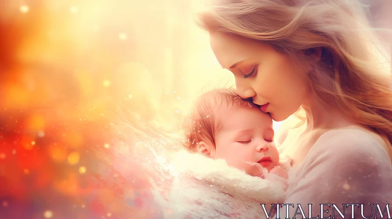 Emotive Mother and Baby Portrait AI Image