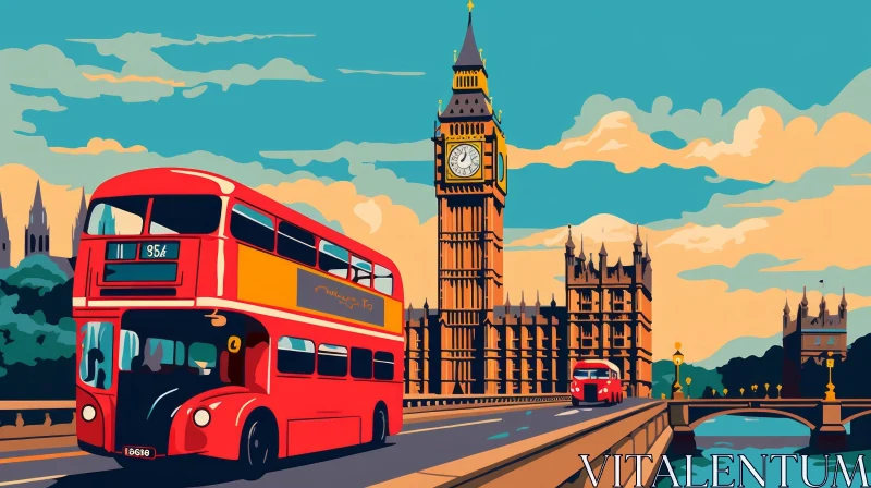 AI ART London England Vector Illustration Cityscape