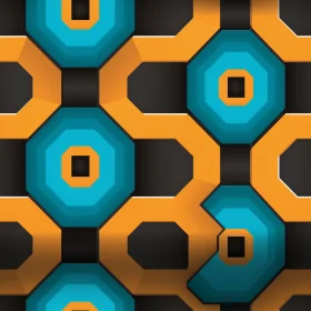 Blue Orange Black Geometric Pattern on Black Background