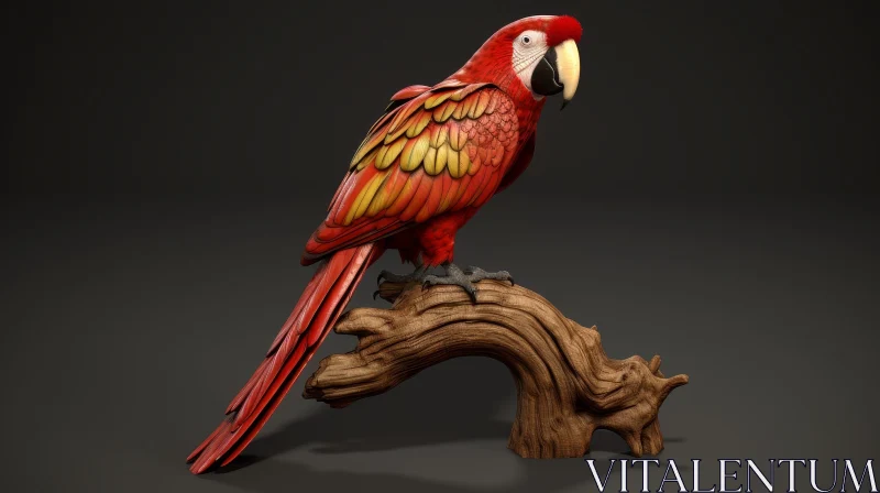 Colorful 3D Rendering of a Red Parrot on Branch AI Image
