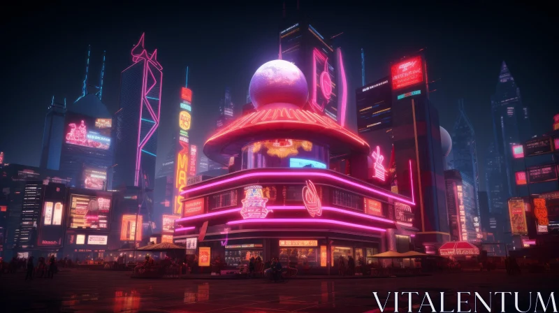 Futuristic Cityscape at Night AI Image