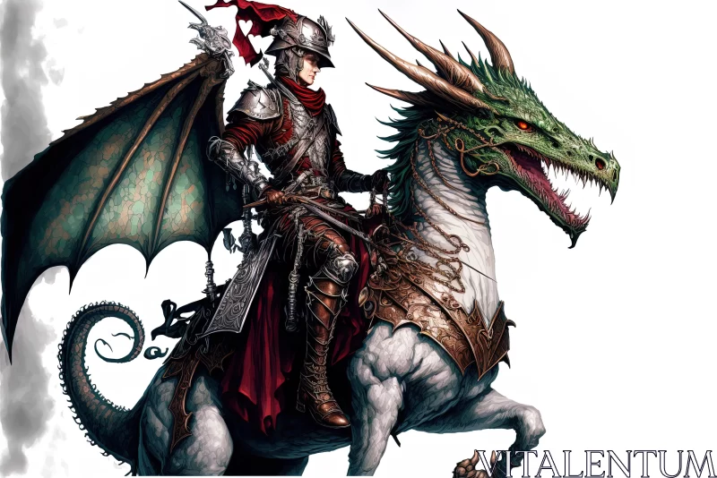 AI ART Knight Riding Dragon - Captivating Fantasy Artwork