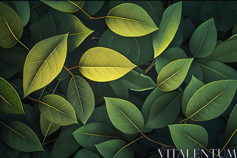 Meticulously Crafted Green Leaves: A Captivating Display of Precisionist Art AI Image