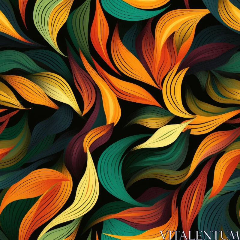 Colorful Abstract Leaves Pattern AI Image