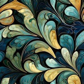 Colorful Feather Pattern on Black Background