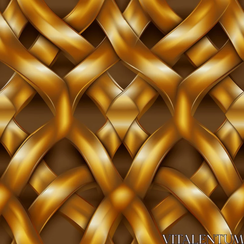 AI ART Golden Interwoven Bands Pattern on Dark Background