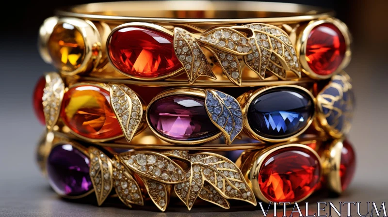 AI ART Luxurious Gold Bracelet with Gemstones