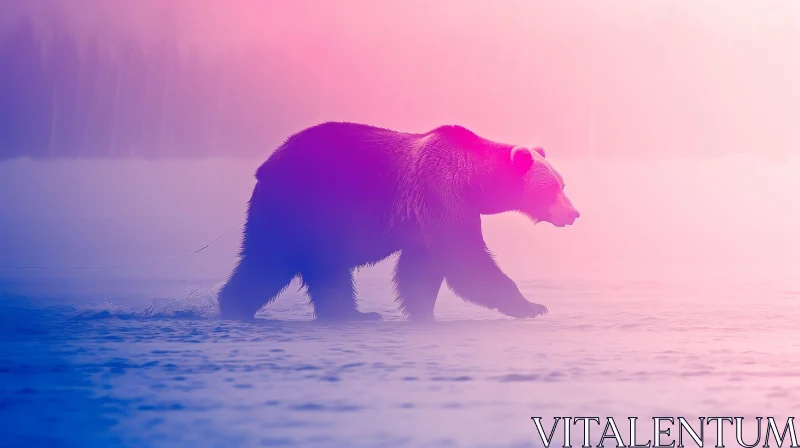 Majestic Bear in Nature - River Wildlife Scene AI Image