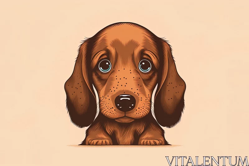 Minimalistic Cartoon Illustration of a Dachshund Dog AI Image