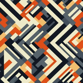 Retro Geometric Pattern in Orange, Yellow, Gray, Black