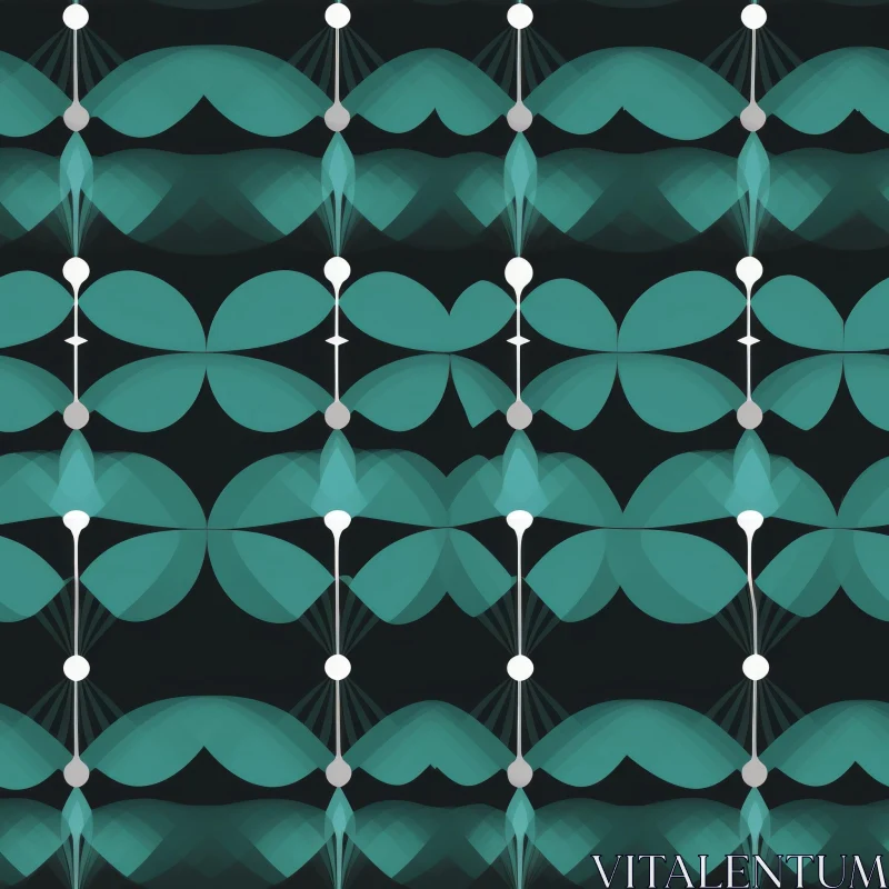 AI ART Teal and White Retro Abstract Pattern