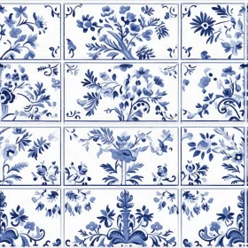 Blue and White Delft Tiles Pattern