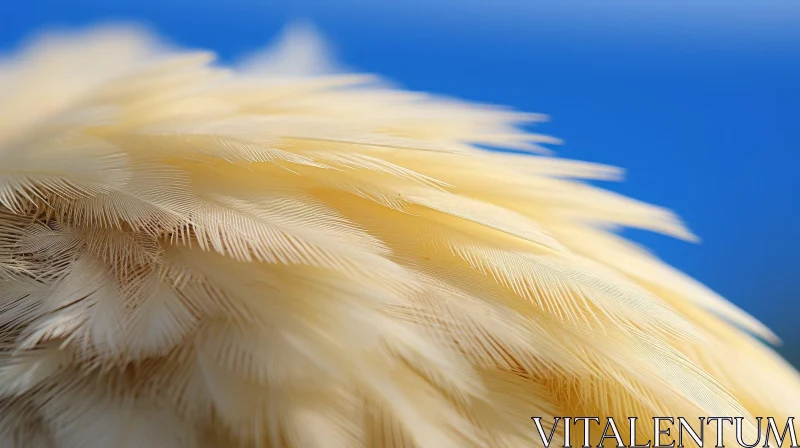 Close-Up Canary Feathers on Blue Background AI Image