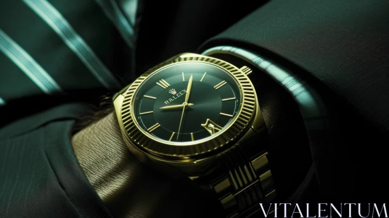 Elegant Gold Watch on Man's Wrist | Luxury Timepiece AI Image