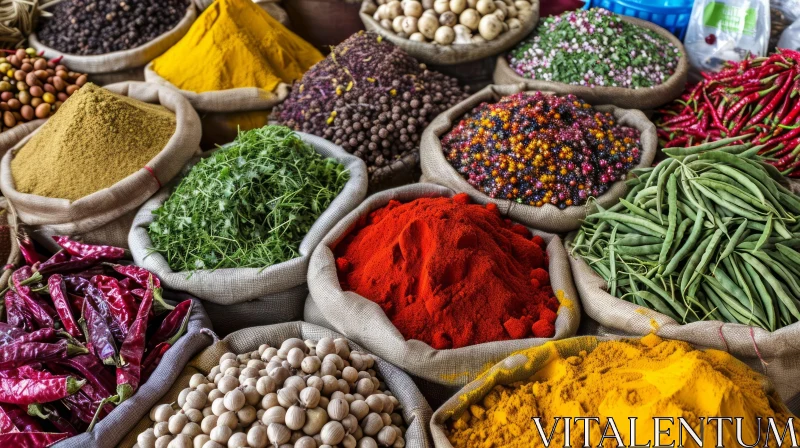 Exquisite Spices and Dried Goods at a Vibrant Market AI Image