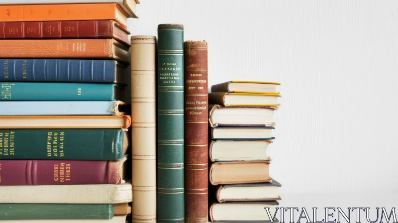 Vintage Stack of Books on White Background AI Image