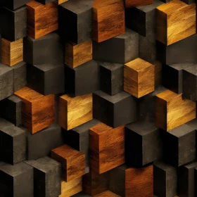 Wooden Cubes Wall - 3D Rendering with Rustic Charm