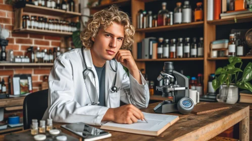 Young Male Doctor in Laboratory or Clinic