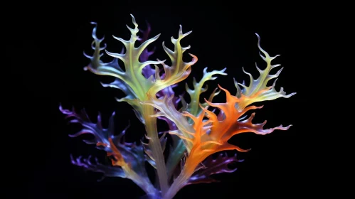 Colorful Plant Close-Up: Intricate Branches and Dramatic Lighting